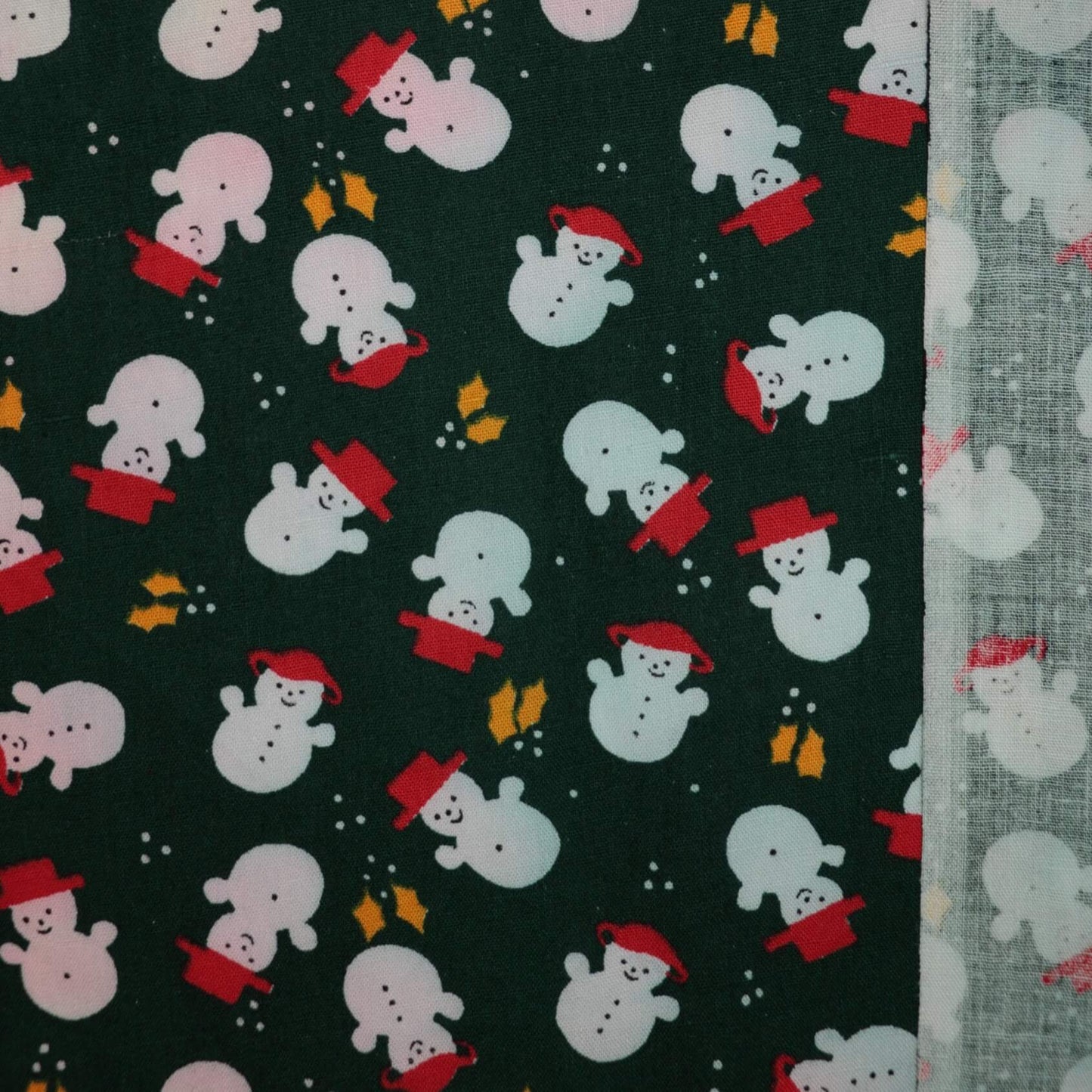 Snowman Green Vintage Cotton 1m