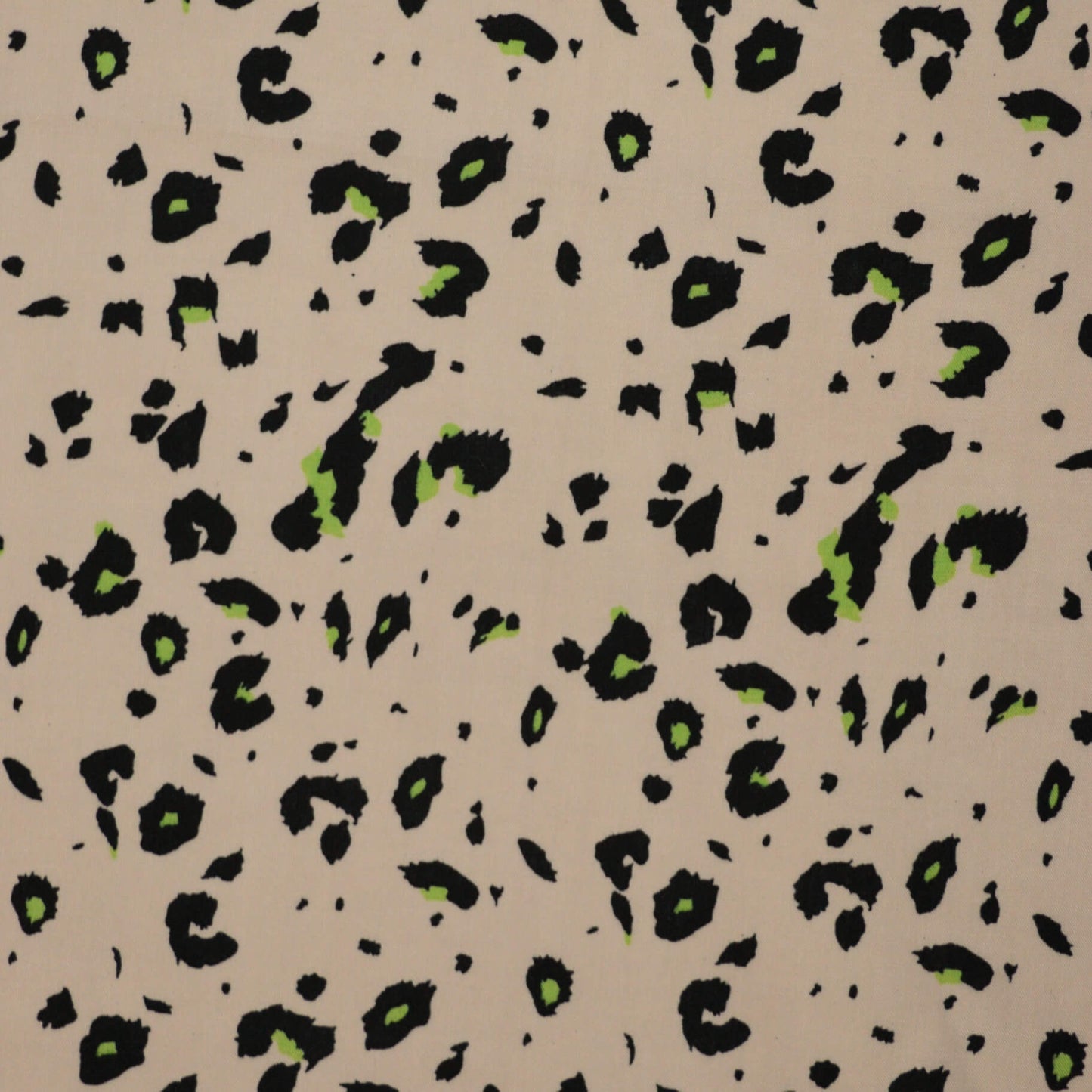 Tan Leopard Green & Black Spot 100% Viscose per/metre