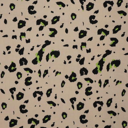 Tan Leopard Green & Black Spot 100% Viscose per/metre