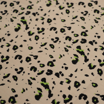 Tan Leopard Green & Black Spot 100% Viscose per/metre