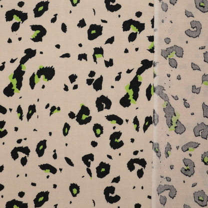 Tan Leopard Green & Black Spot 100% Viscose per/metre