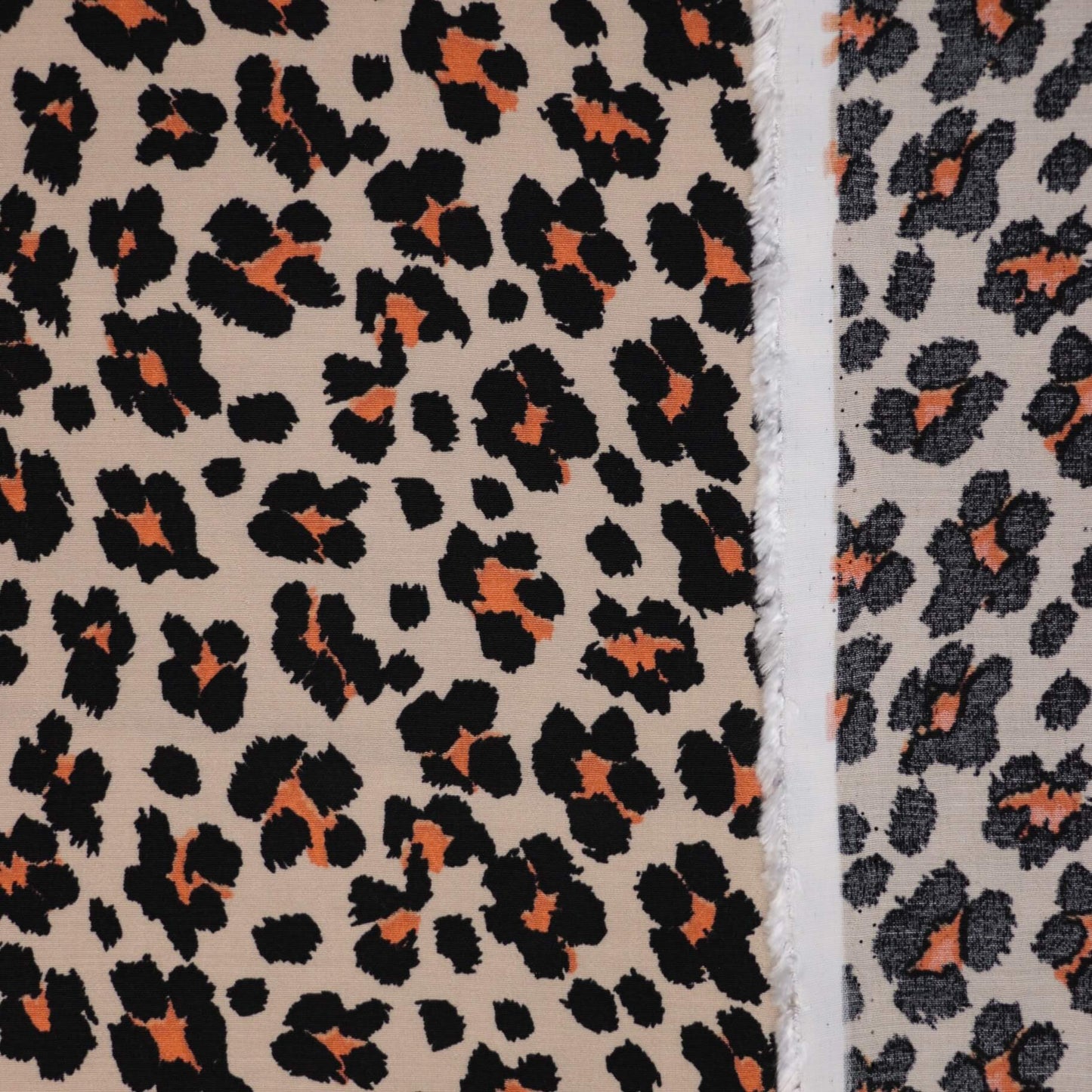 Tan Orange Leopard Print Crepe per/metre