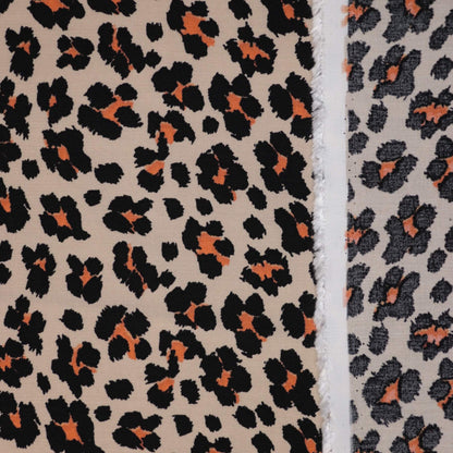 Tan Orange Leopard Print Crepe per/metre