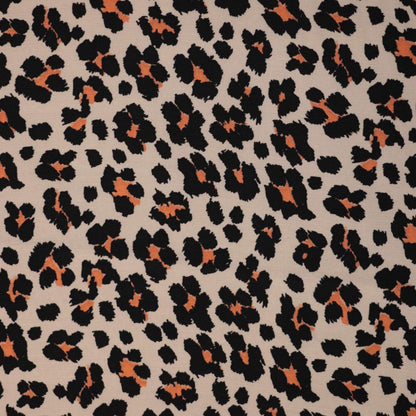 Tan Orange Leopard Print Crepe per/metre