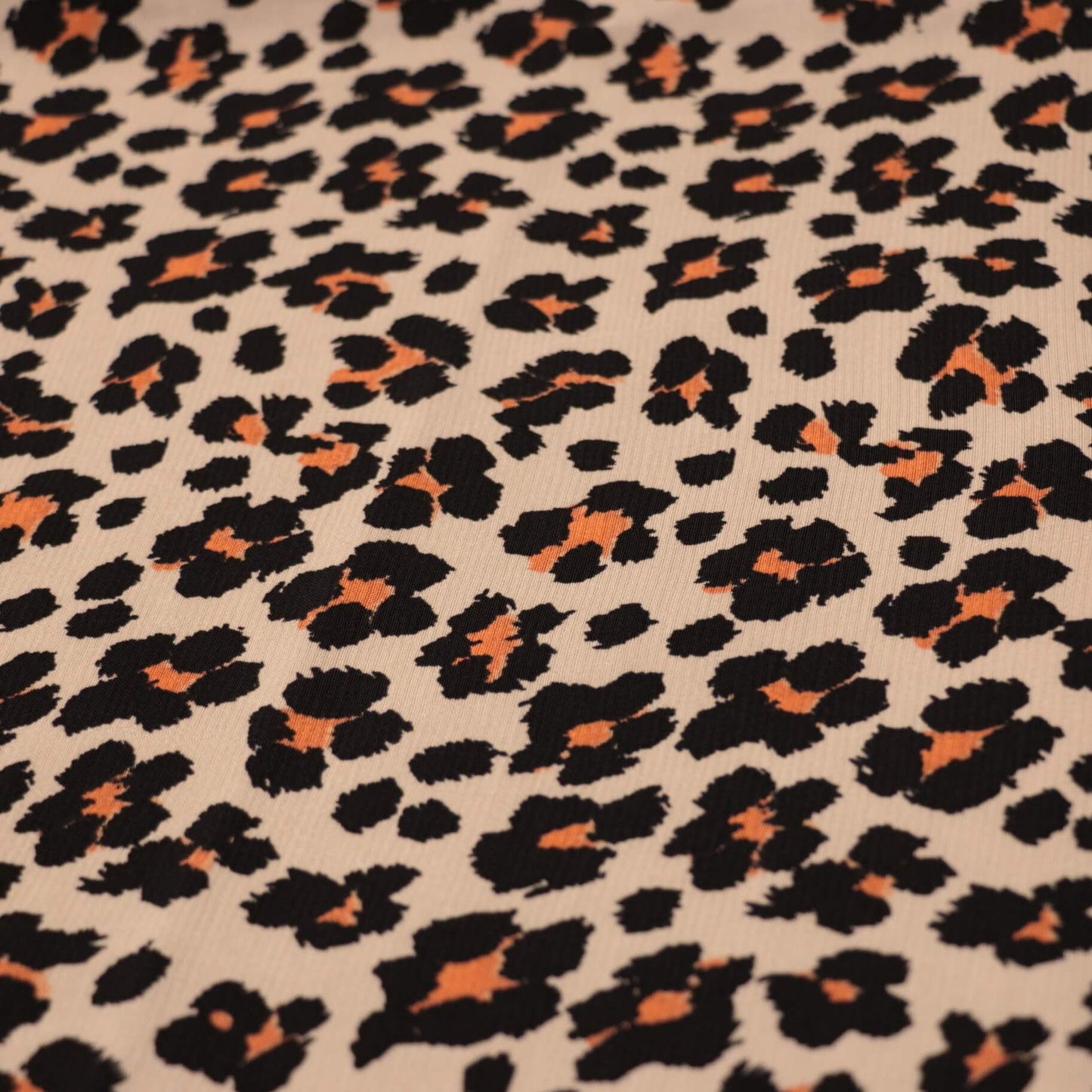 Tan Orange Leopard Print Crepe per/metre