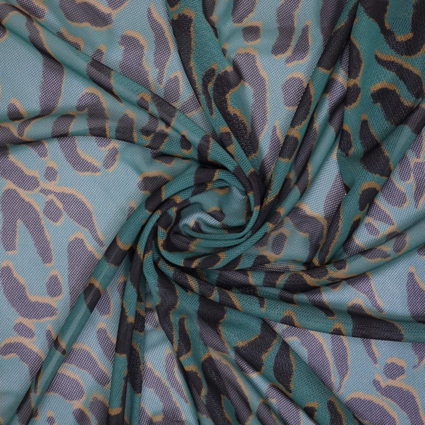 Teal Leopard Powermesh per/metre