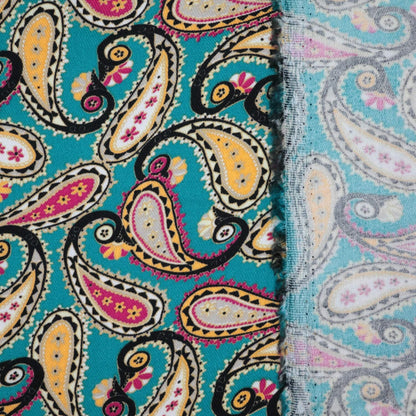 Teal Paisley Cotton Twill per/metre