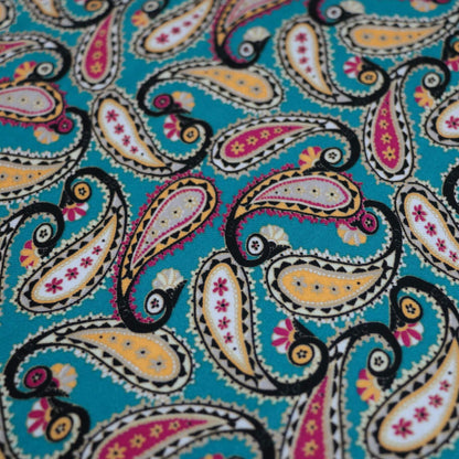 Teal Paisley Cotton Twill per/metre