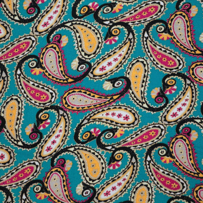 Teal Paisley Cotton Twill per/metre