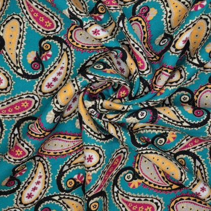 Teal Paisley Cotton Twill per/metre