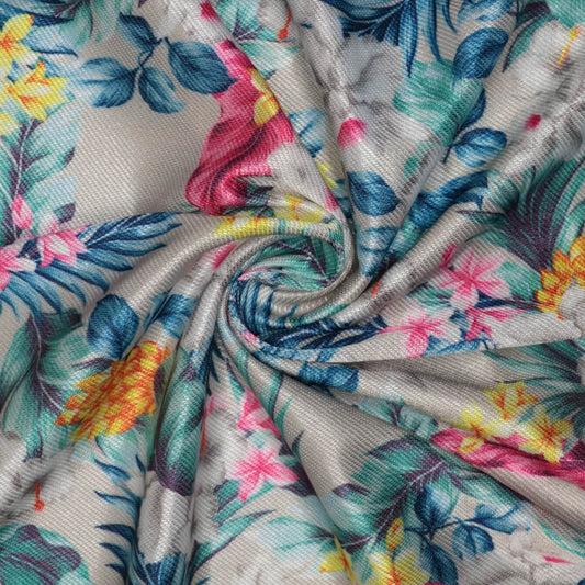 Tropical Floral Print Satin Jersey 1m