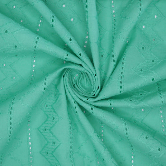 Turquoise Zig-Zag Broderie Anglaise per/metre