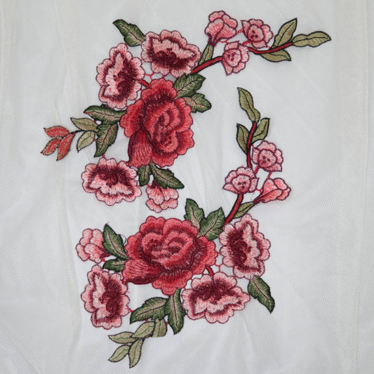 Paris Red Floral Embroidery Patches Paris 2pk