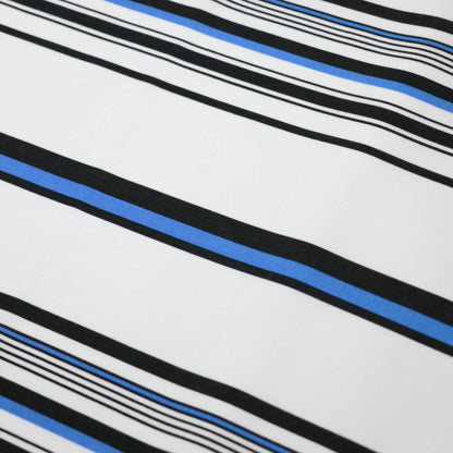 White & Blue Stripe Viscose 1m