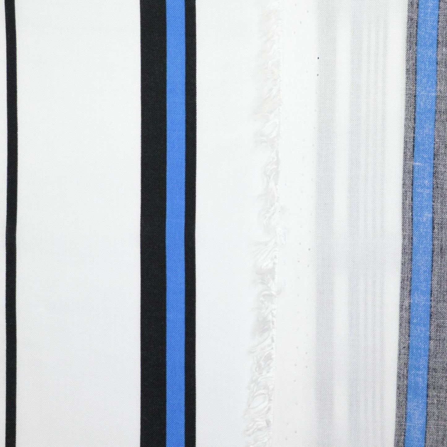 White & Blue Stripe Viscose 1m