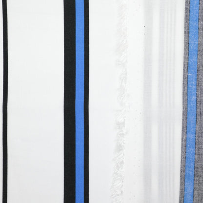 White & Blue Stripe Viscose 1m