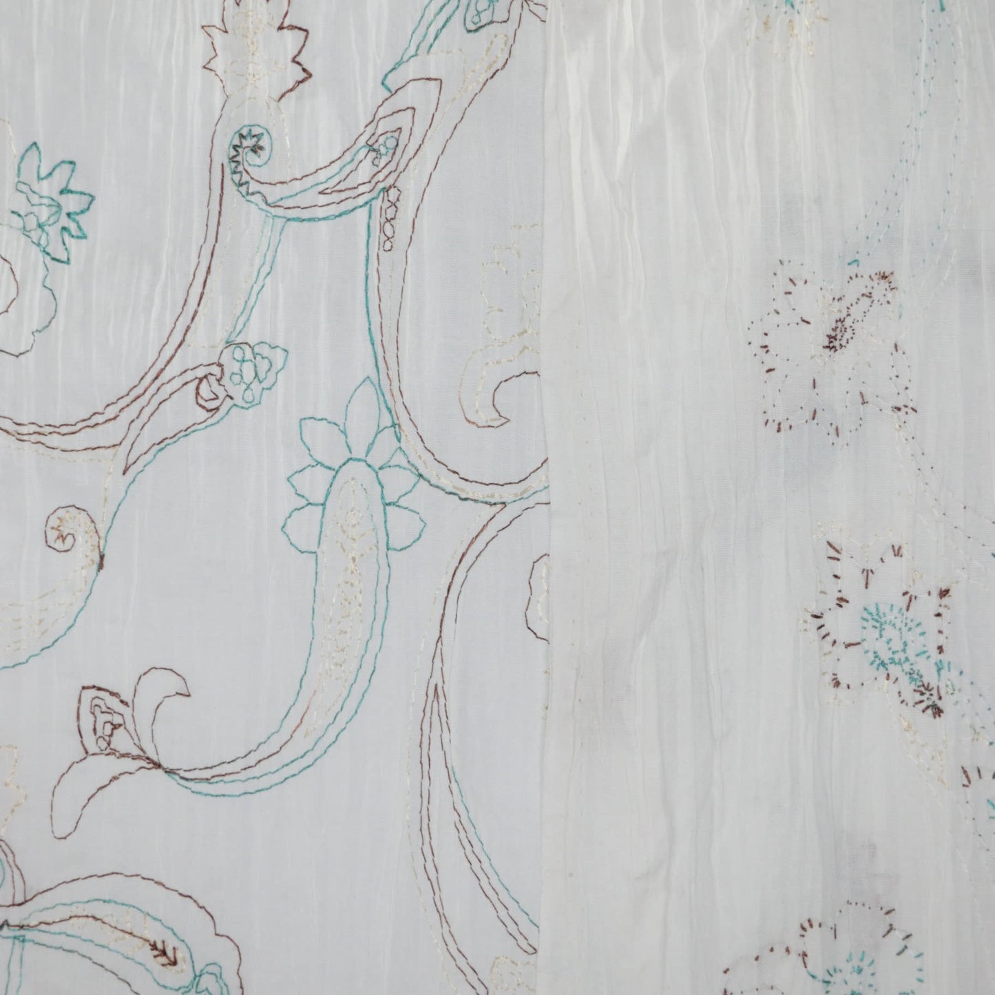 White Crinkle Embroidered Polycotton per/metre
