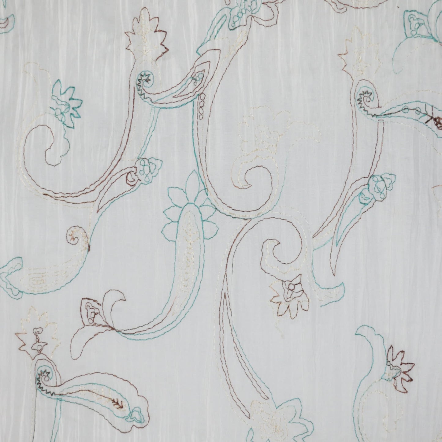 White Crinkle Embroidered Polycotton per/metre