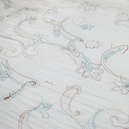 White Crinkle Embroidered Polycotton per/metre