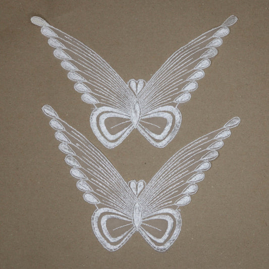 White Embroidered Lace Butterflies 2pk