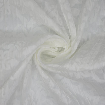 White Floral Crinkled Devore 1m