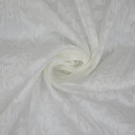 White Floral Crinkled Devore 1m