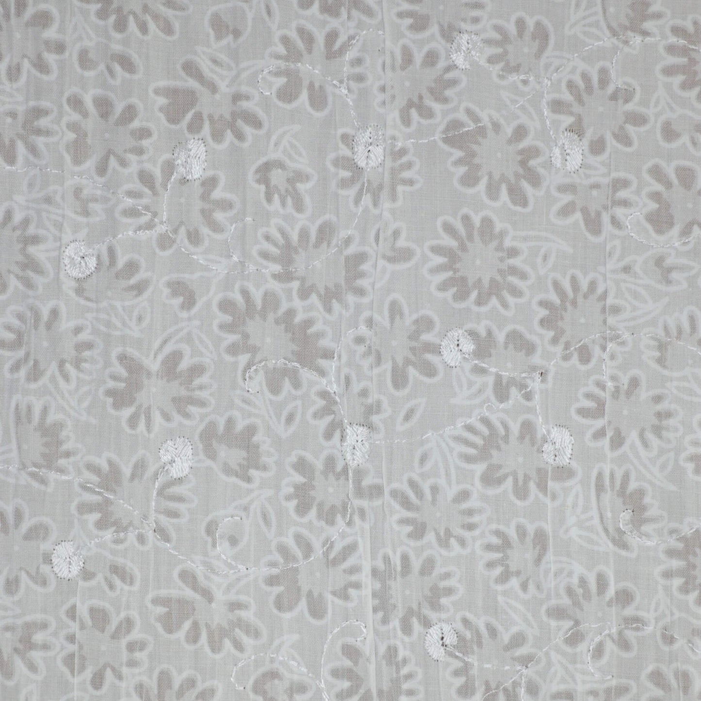 White Floral Embroidered Devore per/metre