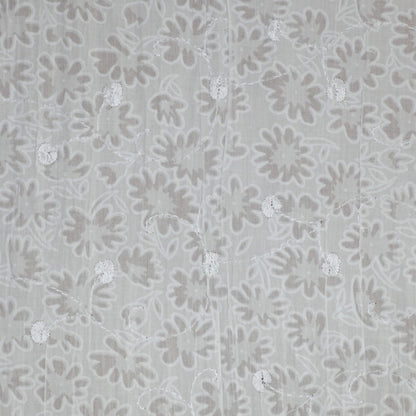 White Floral Embroidered Devore per/metre