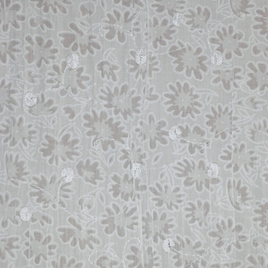 White Floral Embroidered Devore per/metre
