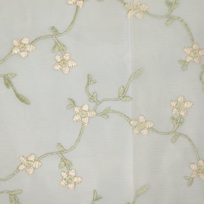 White Floral Embroidered Mesh per/metre