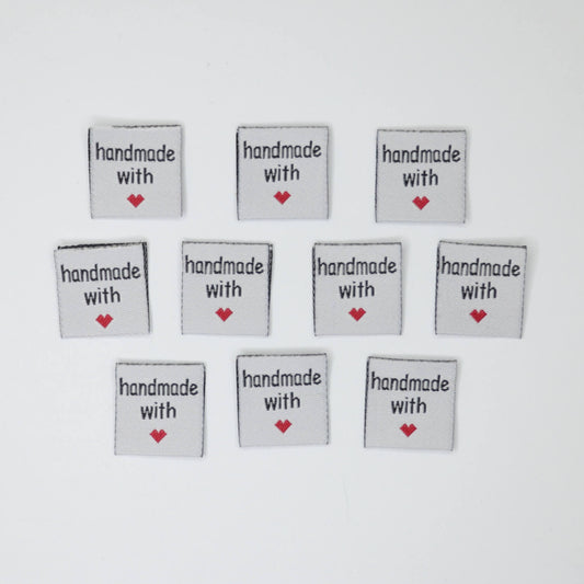 White Handmade Heart Shaped Sewing Labels 10pk