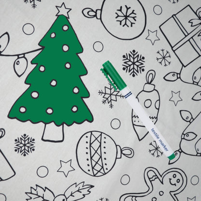 White Little Johnny Colouring-In Cotton Festive