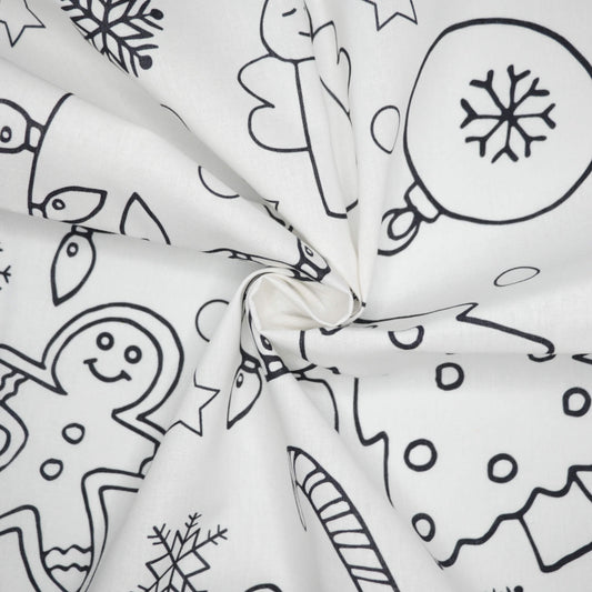 White Little Johnny Colouring-In Cotton Festive