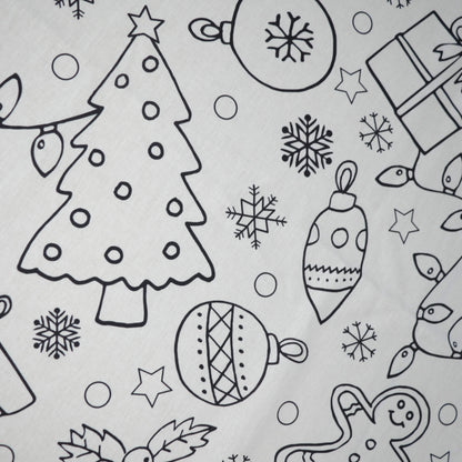 White Little Johnny Colouring-In Cotton Festive