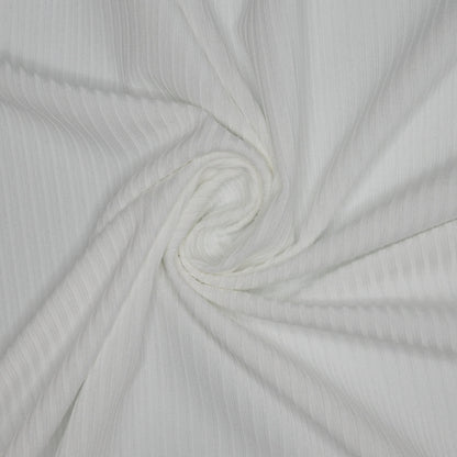 White Narrow Ribbed Jersey 1m