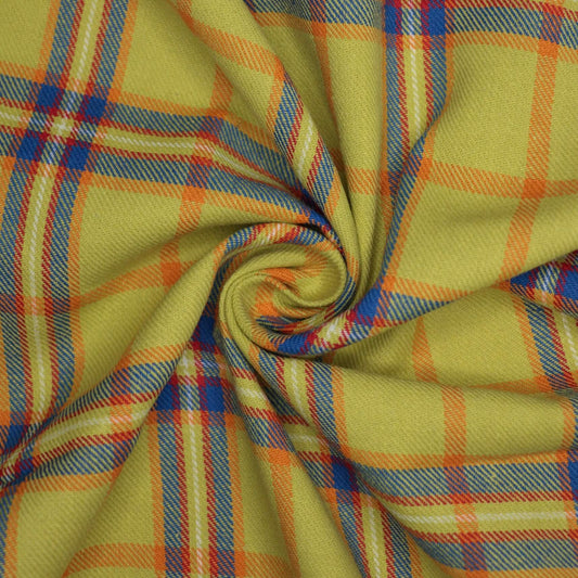 Yellow/Blue Tartan Brushed Cotton 1m