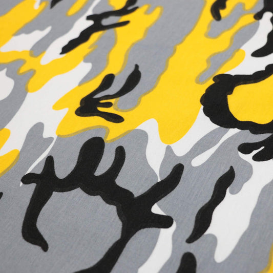 Yellow Camo Cotton Jersey per/metre