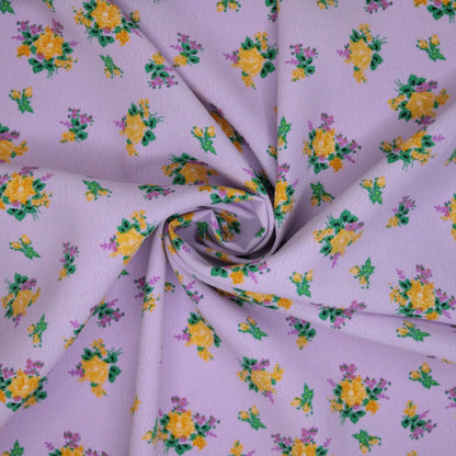 Yellow Flower Lavender Marocain Crepe 1m