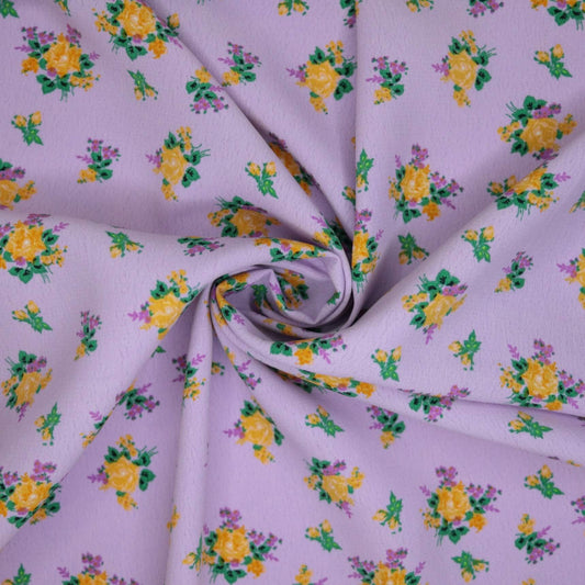 Yellow Flower Lavender Marocain Crepe 1m