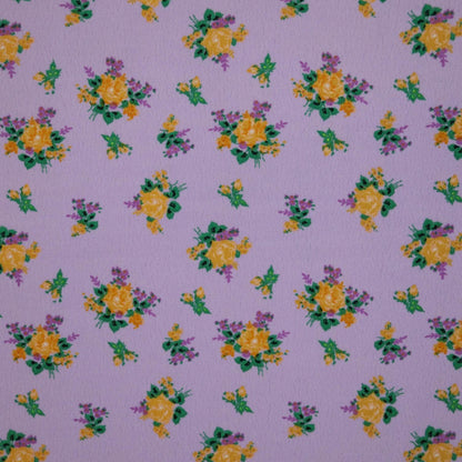 Yellow Flower Lavender Marocain Crepe 1m