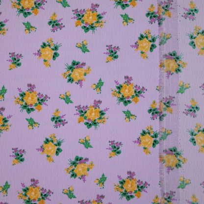 Yellow Flower Lavender Marocain Crepe 1m