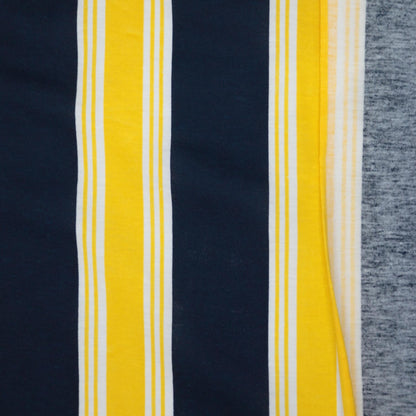 Yellow & Navy Stripe Cotton 1m