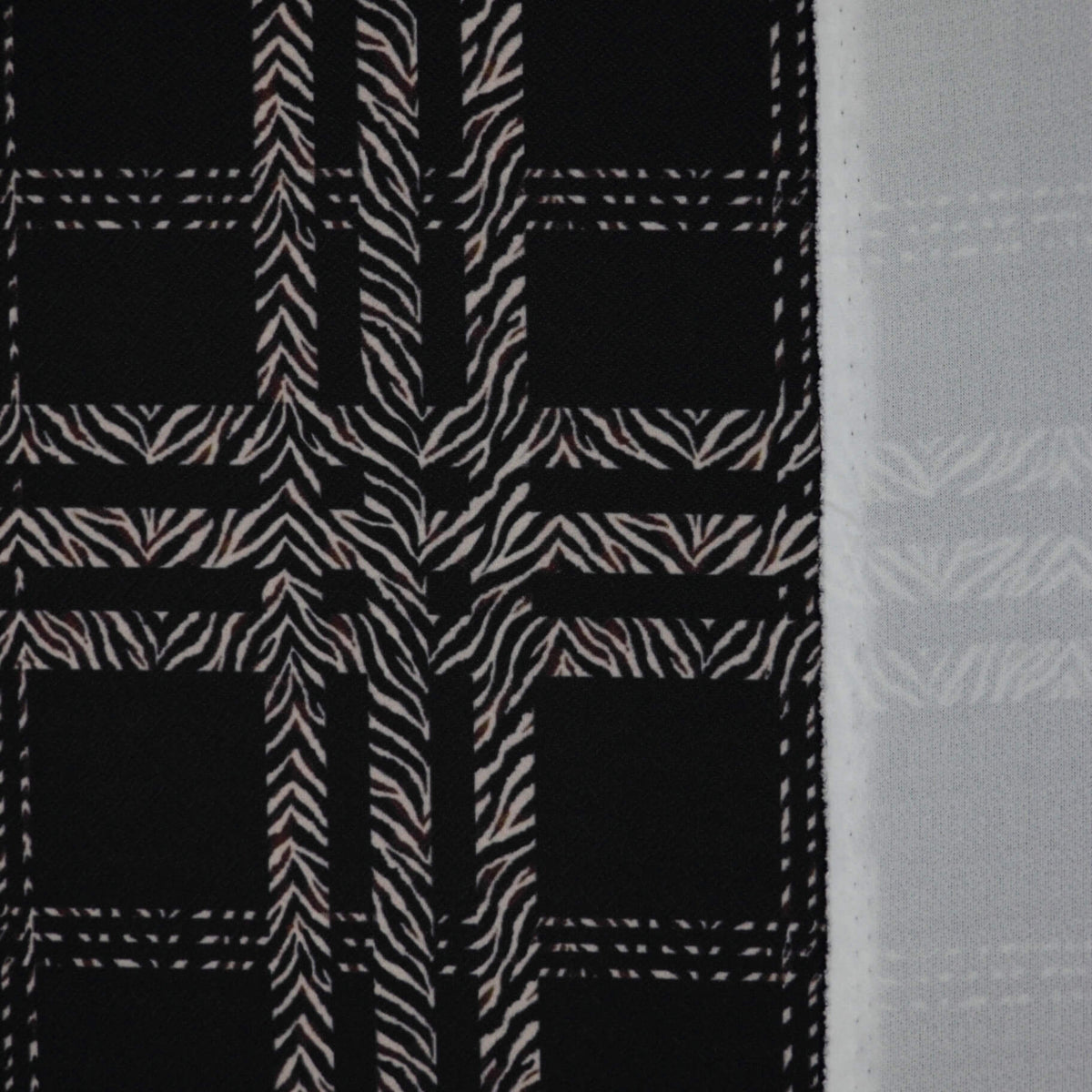 Zebra Check Black Liverpool Crepe per/metre
