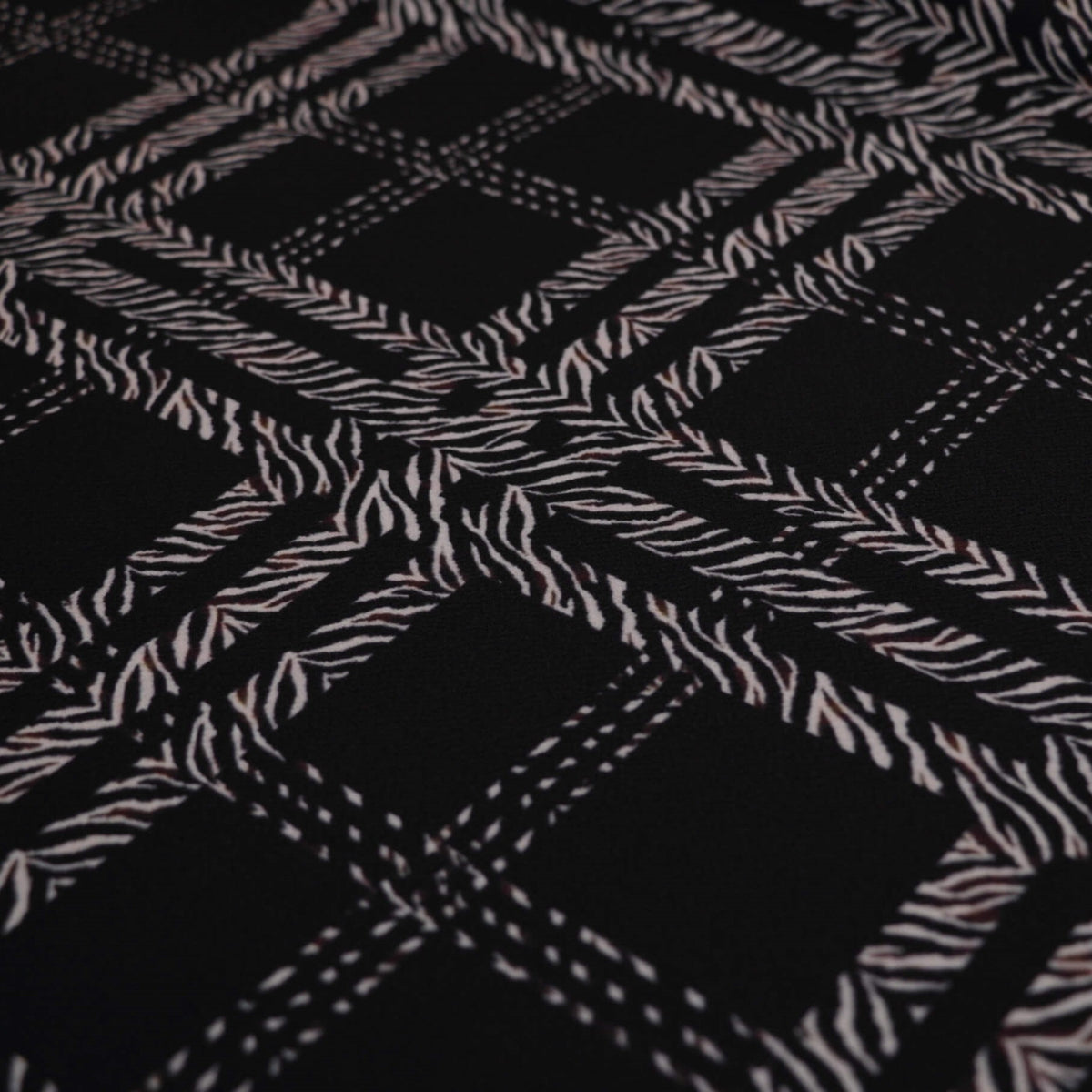 Zebra Check Black Liverpool Crepe per/metre