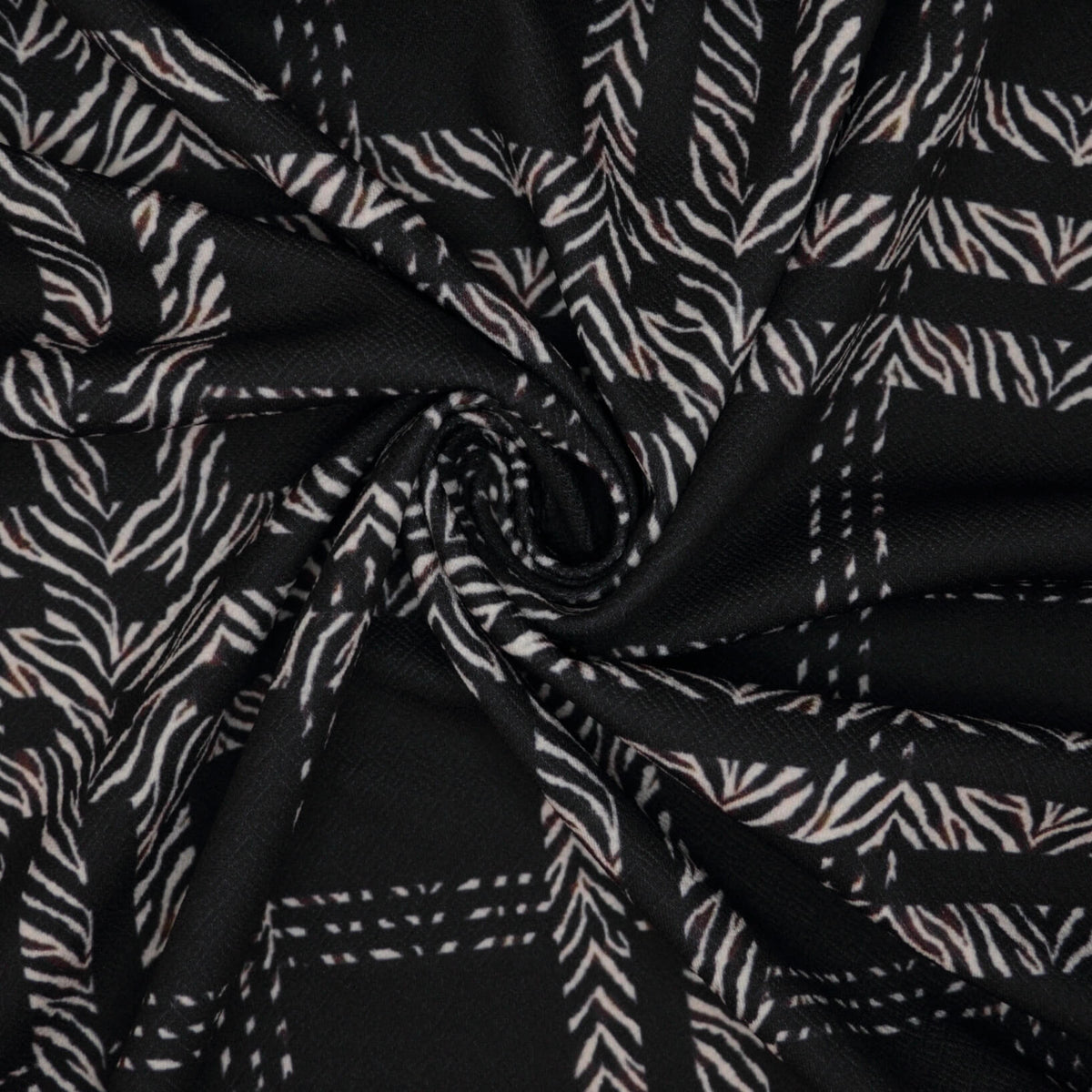 Zebra Check Black Liverpool Crepe per/metre