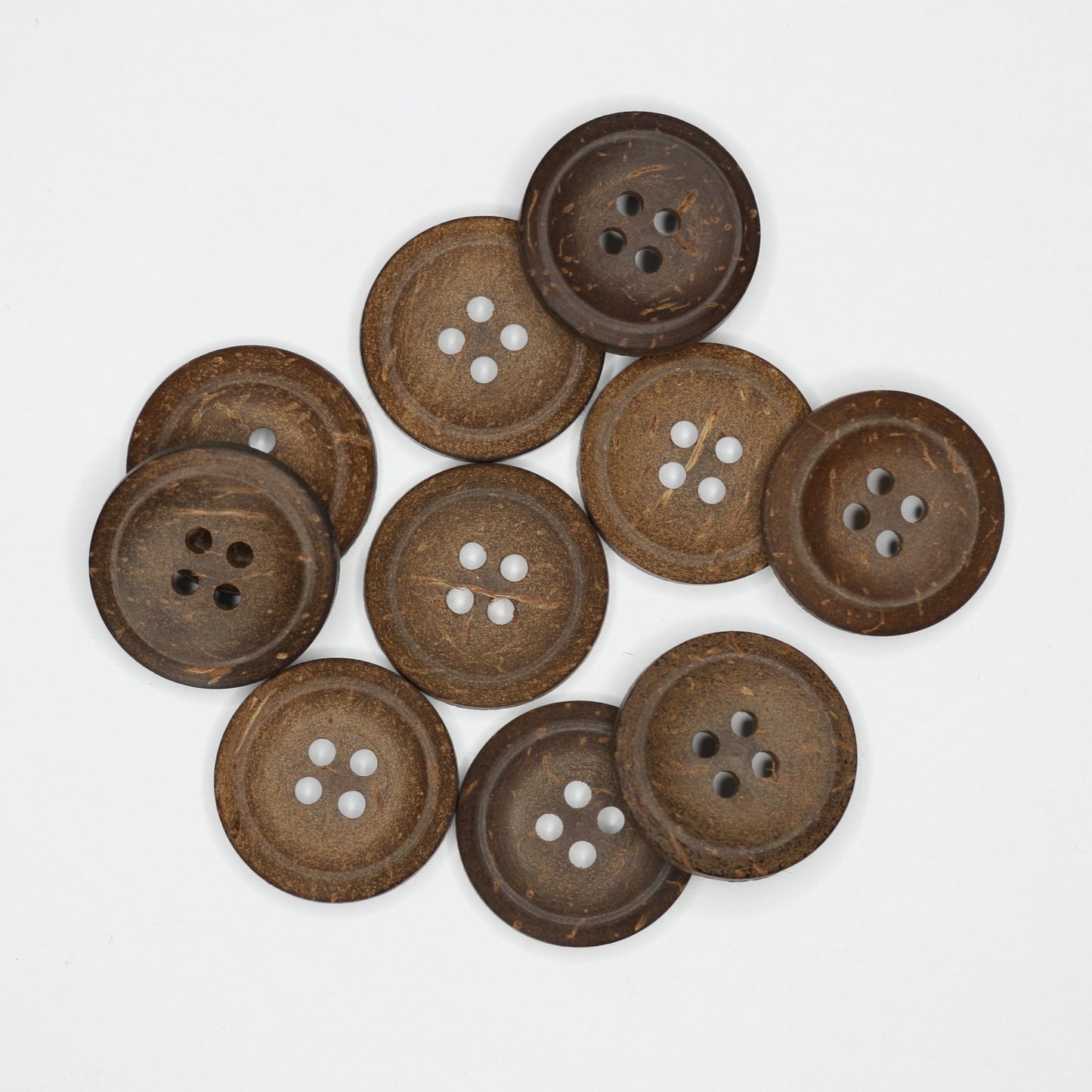 Dark Brown Wood-Look 4 Hole Buttons 19mm x 10 Pack