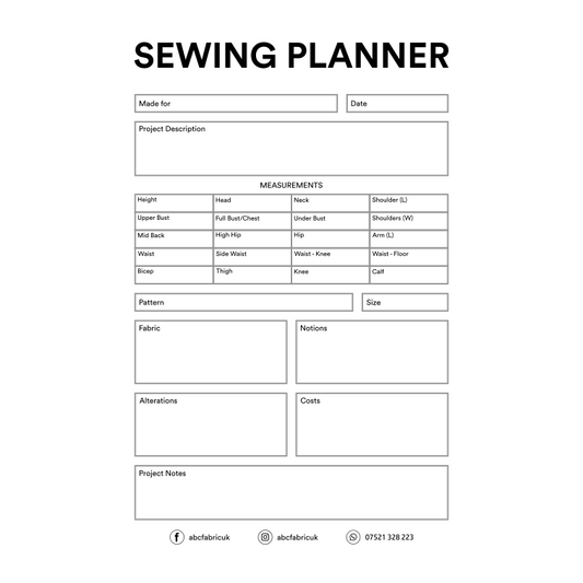 FREE Sewing Project Planner PDF Download